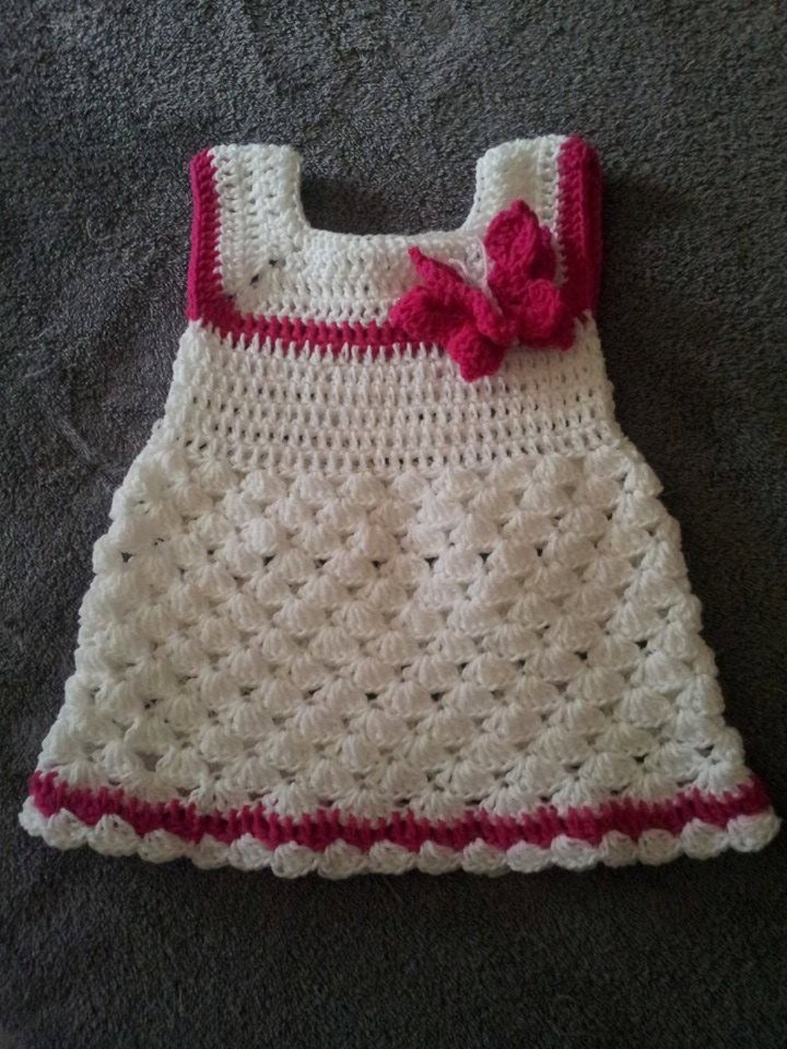 Crochet Baby Dress/crochet White and Pink Dress/white Etsy Canada