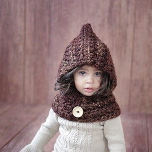 Hoodie Cowl CROCHET PATTERN Toddler & Girls The GINGER  2 sizes 2-10 years