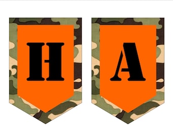 Instant Download File Camo Happy Birthday Banner