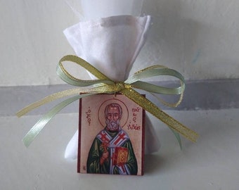 Saint Patrick mini icon charm blanc sacs Baptême bomboniere cadeaux pour bébé 25 pcs saint irlandais