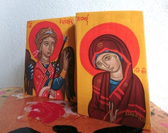 Contemporary Byzantine icon of the Hand of God Souls of the Righteous religious Painting imaging of the Last Judgement and Book of Wisdom