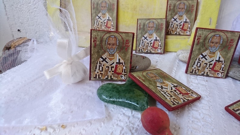 St Nicholas baptism favors 25 pieces bomboniere, DIY baptismal souvenir gift for guests at an orthodox christening Greek boubouniera 25 XPRS For A.