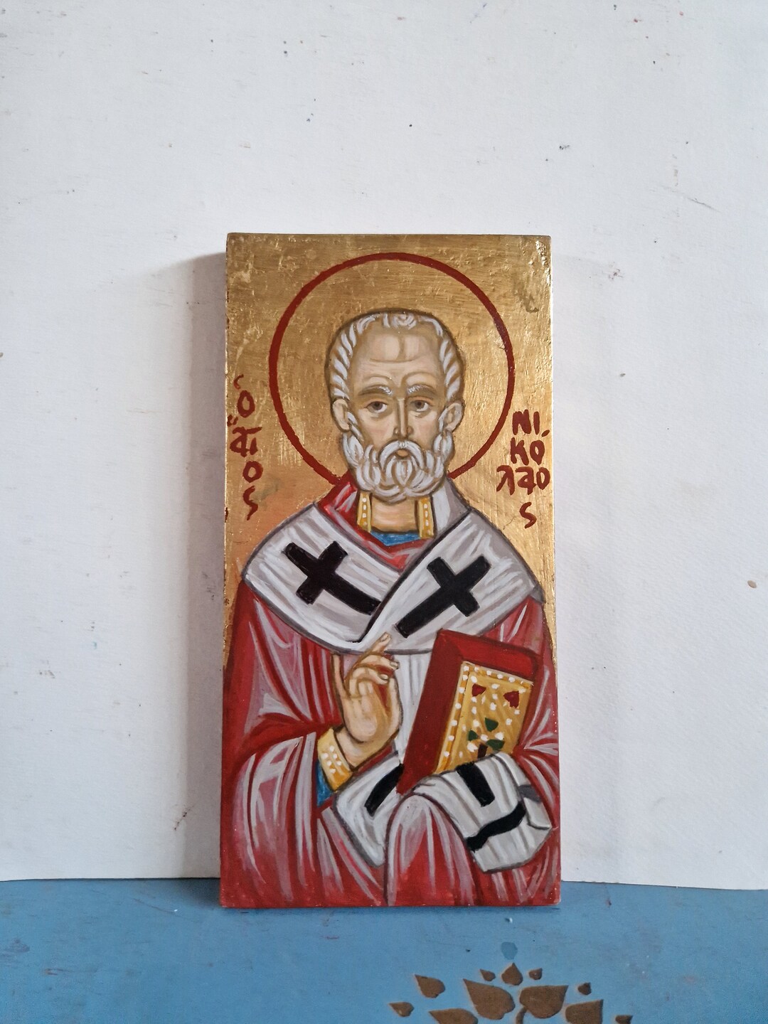 Byzantine Icon of St Nicholas of Myra Original Painting of the Patron ...