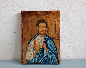 San Judas Tadeo patron saint of lost causes- Apostle St Jude antique style icon byzantine art