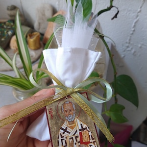 St Nicholas baptism favors 25 pieces bomboniere, DIY baptismal souvenir gift for guests at an orthodox christening Greek boubouniera 8x10 plain