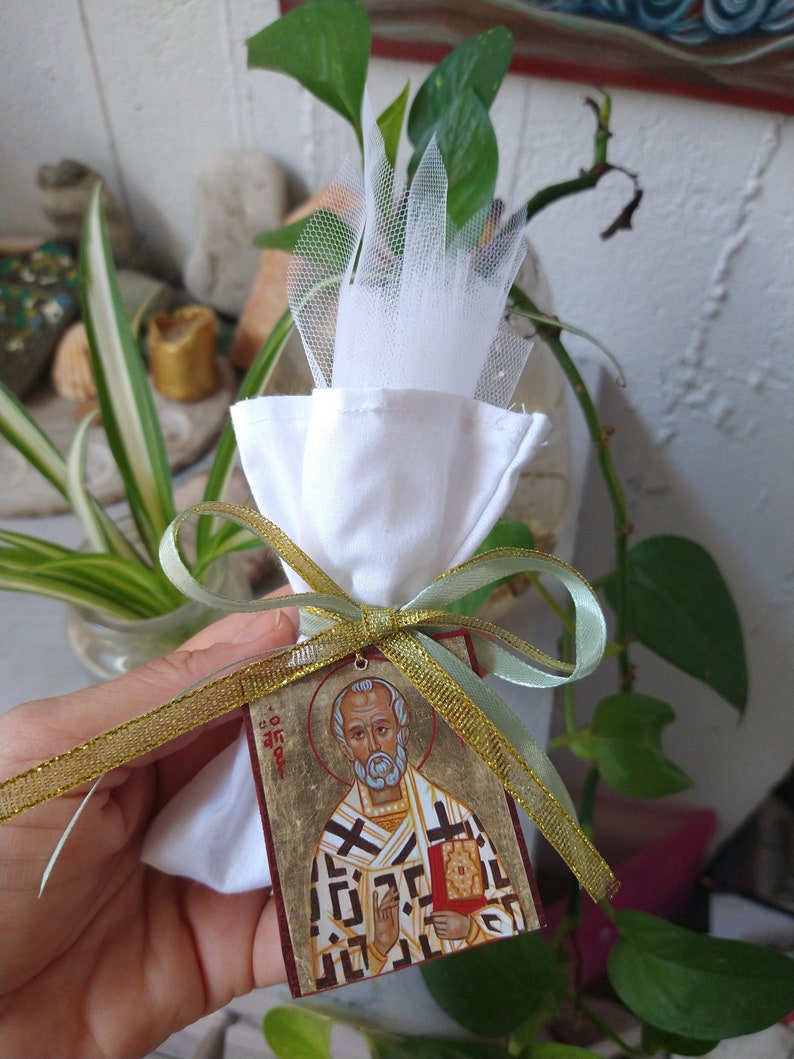 St Nicholas baptism favors 25 pieces bomboniere, DIY baptismal souvenir gift for guests at an orthodox christening Greek boubouniera 8x10 plain