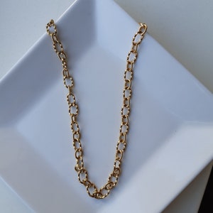 Gouden ketting met bewerkte schakels, 45 cm lang verlengketting, kreeftenklauw slotje, voor mannen en vrouwen, stevige ketting. afbeelding 4