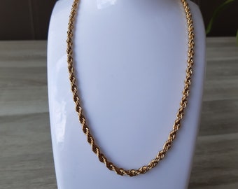 Gouden ketting voor dames en heren, touwketting 3 mm, waterdichte ketting, verguld, niet vervagen ketting, van rvs, 50 cm lang.