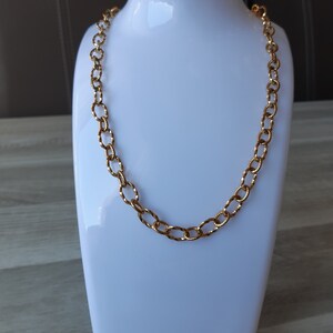 Gouden ketting met bewerkte schakels, 45 cm lang verlengketting, kreeftenklauw slotje, voor mannen en vrouwen, stevige ketting. afbeelding 1