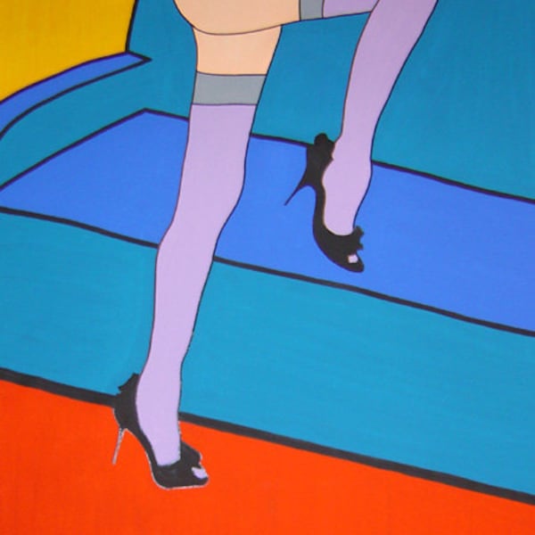 P. Lee Brooks POP artwork Painting xxl " Dior Legs Blue « , acrilycs, peint à la main et signé avec COA,XXL,Large,Rolled,Original.No Print