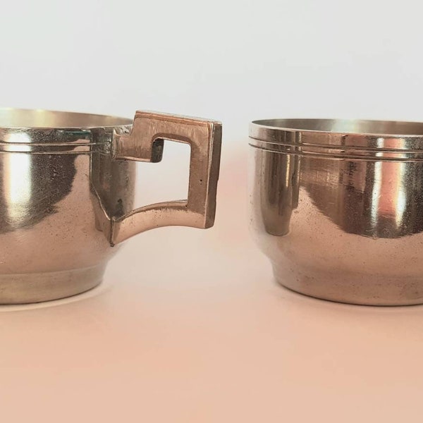 Alpacca cups, pair of German Silver cups,very rare,Genuine, Marked, Allaria Neapels, mint conditions, art nouveau,set twin,candelhoder