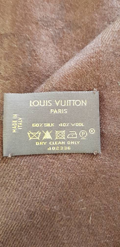 Louis Vuitton Parisjumbo Scarfsilk 60 40 Wool Brown 
