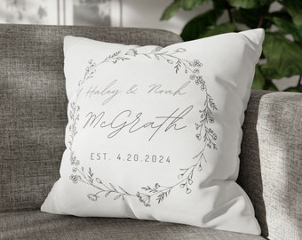 Couples / Wedding Throw Pillow Cover with Customized Wording