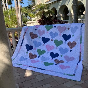 Custom Memorial Quilt Hearts on Point image 3