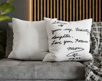 Custom Pillow Cover with Your Handwritten Note - Square Poly Canvas Case