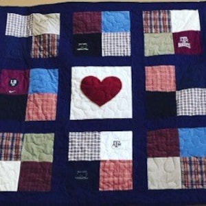 Memorial Patchwork Quilt with Heart Applique