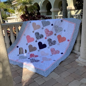 Custom Memorial Quilt Hearts on Point image 1