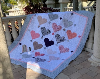 Custom Memorial Quilt - Hearts on Point