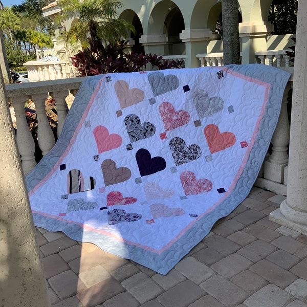 Custom Memorial Quilt - Hearts on Point