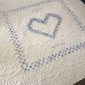 Heirloom Family Heart Quilt for Wedding, Anniversary, Baby, or Special Event with custom embroidery for a sentimental keepsake gift. image 7