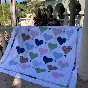 Custom Memorial Quilt Hearts on Point image 6