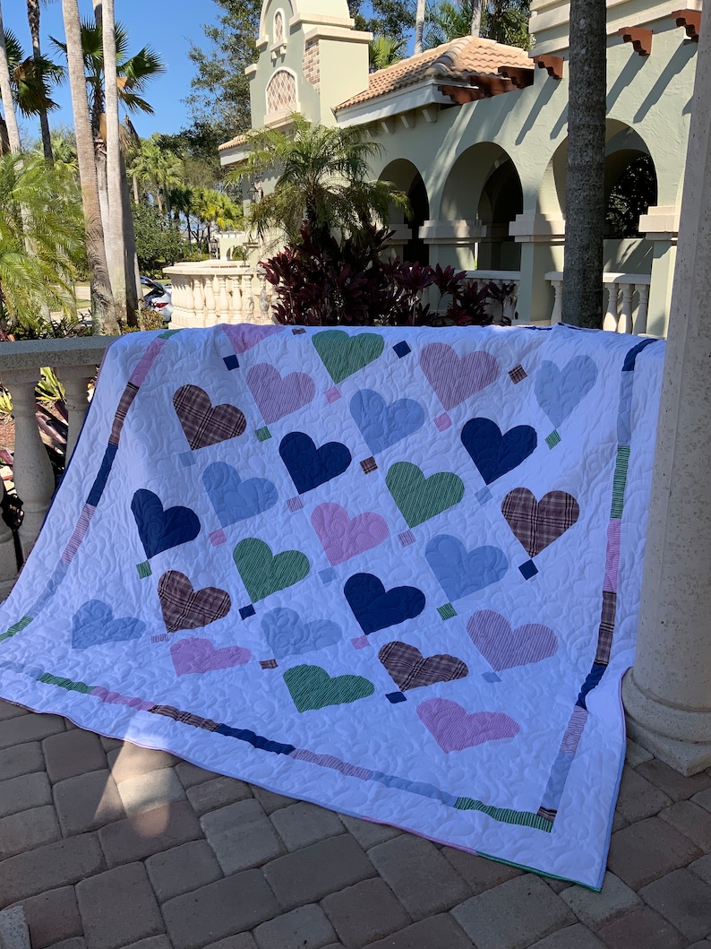 Custom Memorial Quilt Hearts on Point image 6