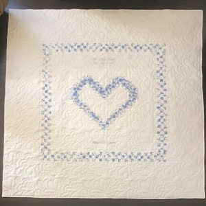 Heirloom Family Heart Quilt for Wedding, Anniversary, Baby, or Special Event with custom embroidery for a sentimental keepsake gift. image 6