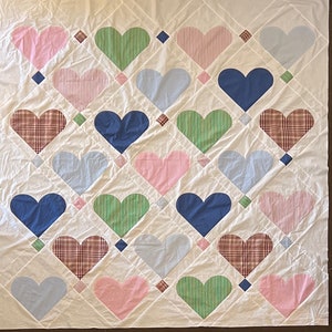 Custom Memorial Quilt Hearts on Point image 7