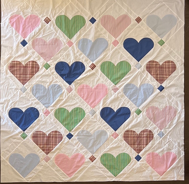 Custom Memorial Quilt Hearts on Point image 7