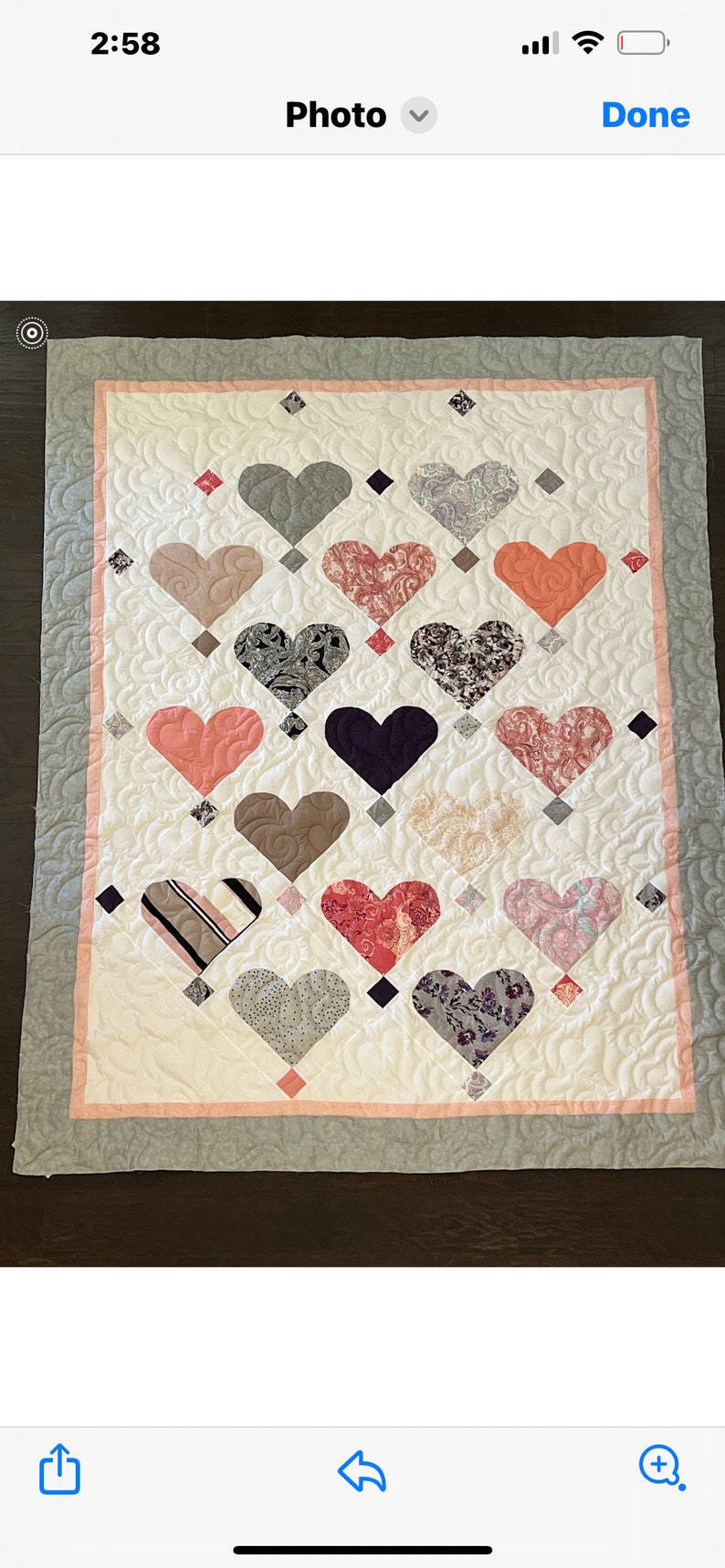 Custom Memorial Quilt Hearts on Point image 4