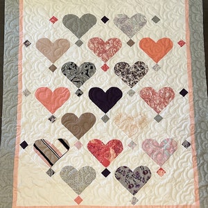 Custom Memorial Quilt Hearts on Point image 8