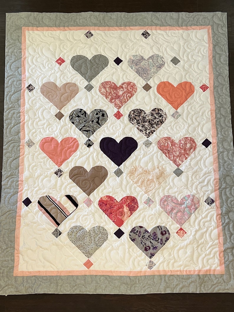 Custom Memorial Quilt Hearts on Point image 8