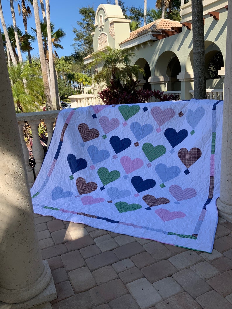 Custom Memorial Quilt Hearts on Point image 9