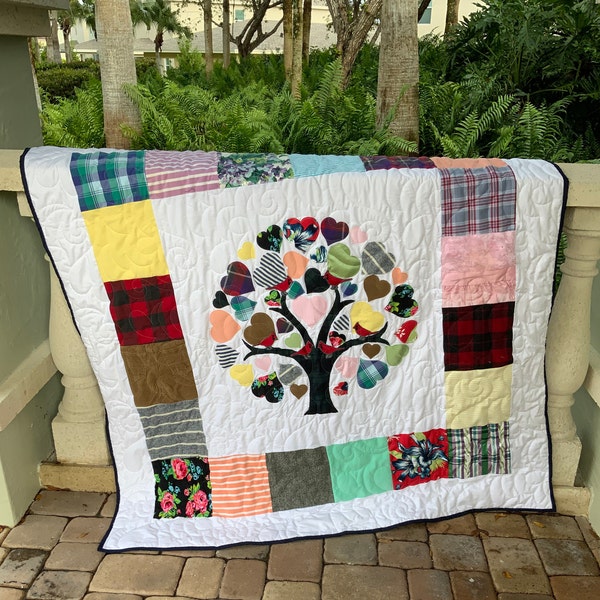 Memorial Tree Heart Quilt - with red cardinal option