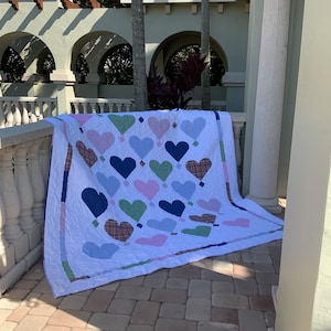 Custom Memorial Quilt Hearts on Point image 2