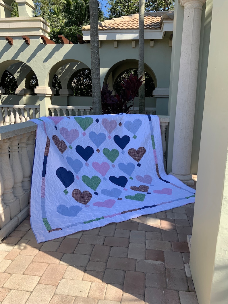 Custom Memorial Quilt Hearts on Point image 2