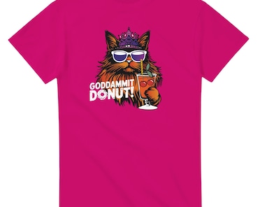 T-shirt Humour 'Goddammit Donut Princesse Chat' - Design Drôle, Coton Léger, Coupe Classique | Pour Femme, Cadeau Décalé - 12