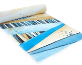 Hand painted runner "Lines", 100% pure silk, Batik