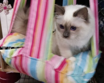 Single Hanging Cat Cradle, Cat Beds, Ferret Cradle, Reversible Pet Bed, Pet Hammock