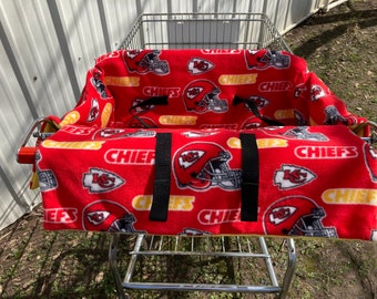 Shopping cart seat cover KC Chiefs with yellow backing