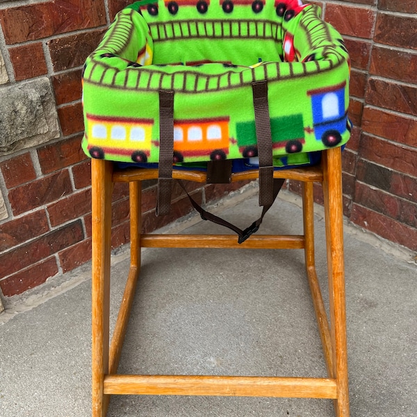 Restaurant Highchair Seat Cover, Train Line