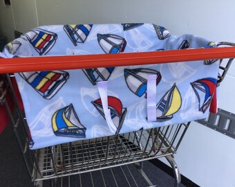 Shopping Cart Seat Cover, Sail Boats on Light Blue