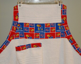 Towelpron, KU Jayhawks on white