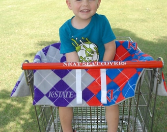 Shopping Cart Seat Cover CUSTOM ORDER EXAMPLE for A House Divided or the Avid Sports Enthusiast with Grey Lining