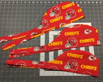 Extra Small with Short sides Surgical Cap with Buttons.  Kansas City Chiefs