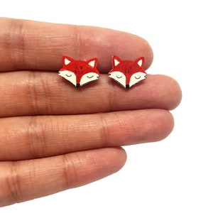 Pendientes de zorro pequeño / Joyas de zorro / Joyería / Regalo de zorro / Pendientes de botón de animal / Hipoalergénicos