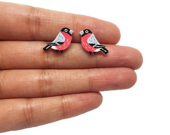 Bullfinch Earrings | Handpainted | Studs | Jewellery | Jewelry | Bird