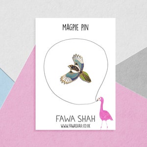 Magpie Enamel Pin Badge Brooch Hard Enamel Jewellery Jewelry image 2