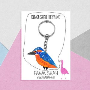 Kingfisher Keyring Handpainted Keychain Kingfisher Illustration Bird image 2