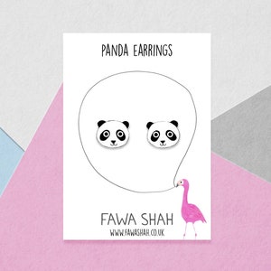 Small Panda Earrings Jewellery Jewelry Panda Bear Gift Animal Stud earrings image 1